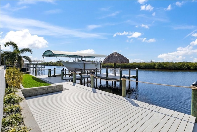 view of dock featuring a water view