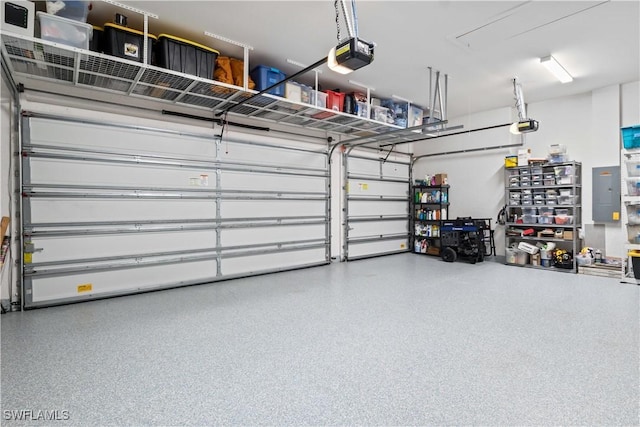 garage with a garage door opener