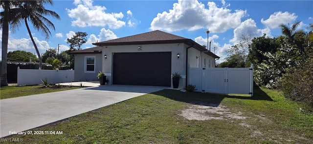 view of front facade featuring a garage and a front yard