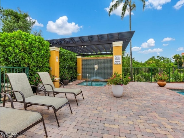 view of patio / terrace featuring a pergola