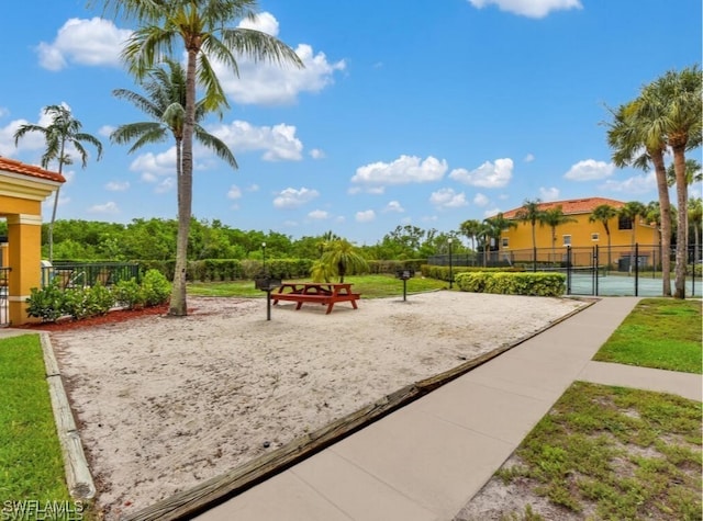 view of play area featuring volleyball court