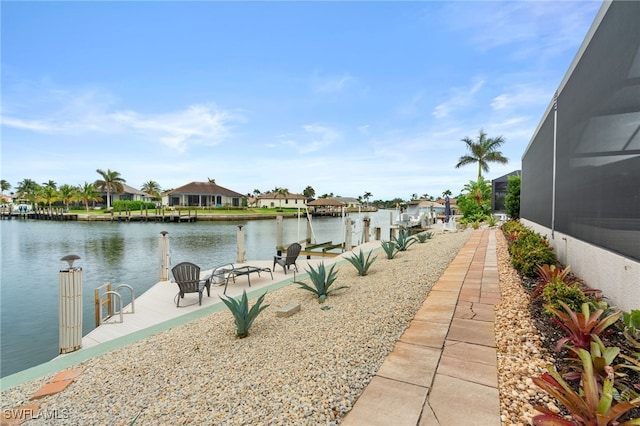 property view of water with a boat dock