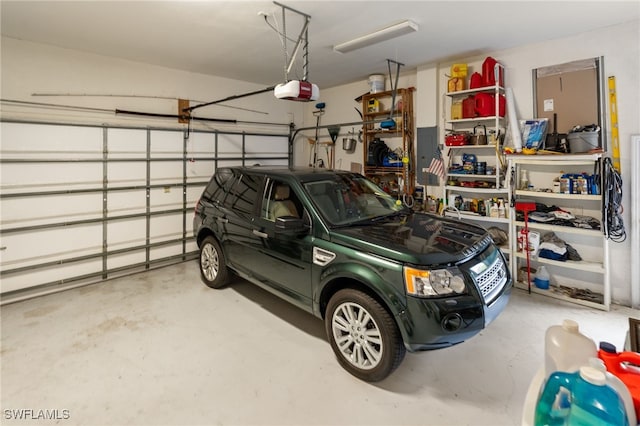 garage with a garage door opener