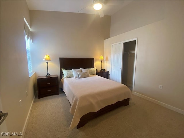 3054 Driftwood Way Unit 4508, Naples, FL 34109 - bedroom featuring light carpet, a closet, and a ceiling fan
