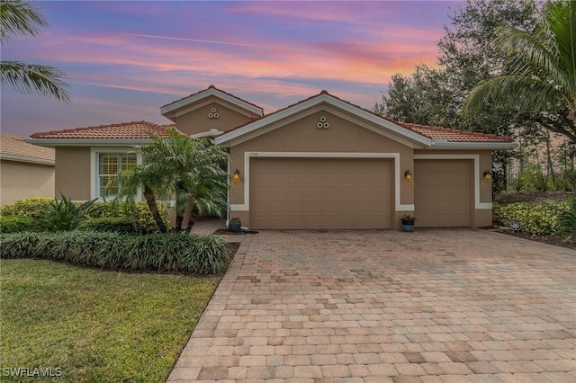 view of front of house with a garage