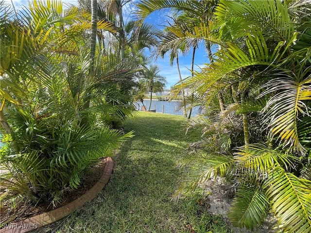 view of yard featuring a water view