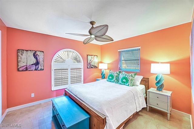 bedroom featuring ceiling fan