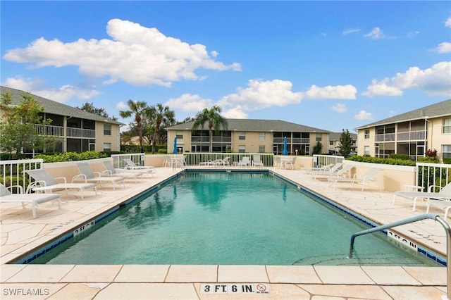 view of pool featuring a patio area