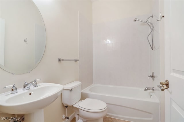 full bathroom with sink, toilet, and shower / bathtub combination