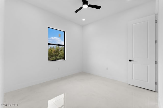 spare room featuring ceiling fan