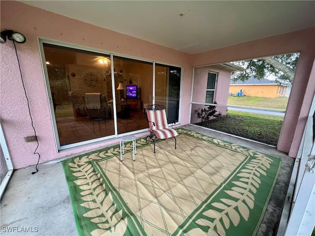 view of unfurnished sunroom