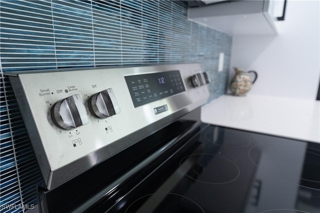 details featuring stainless steel electric stove