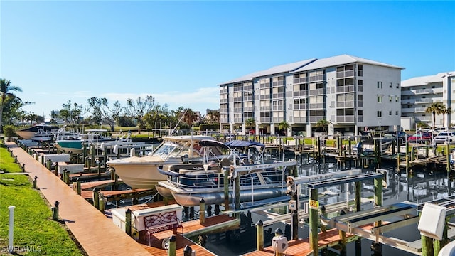 view of dock featuring a water view