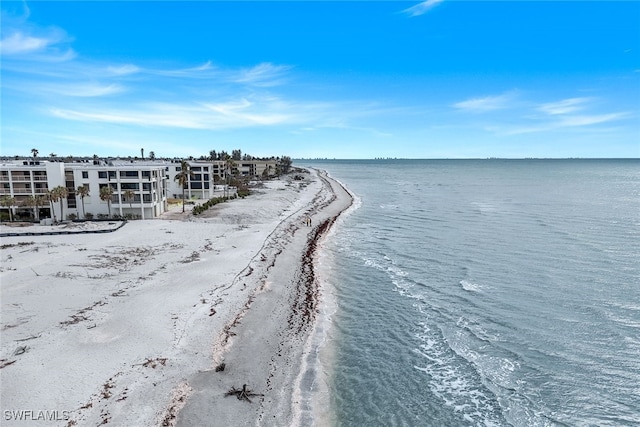 property view of water featuring a view of the beach