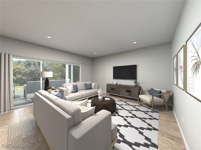 living room featuring light hardwood / wood-style floors