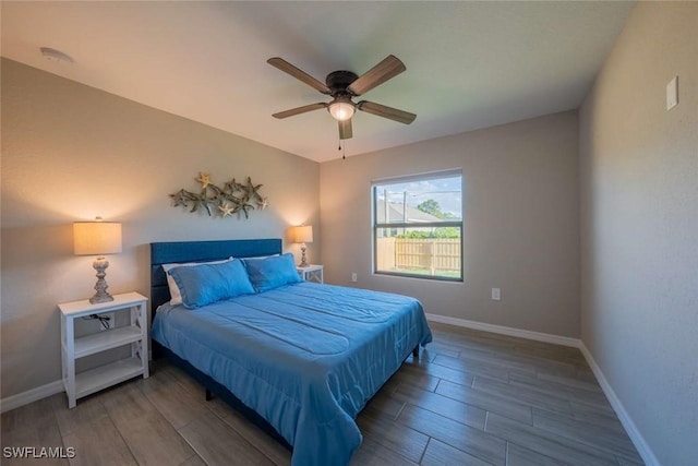 bedroom featuring ceiling fan