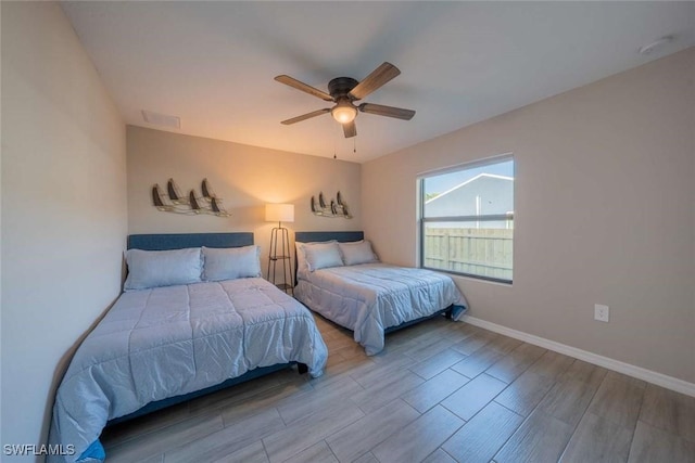 bedroom featuring ceiling fan