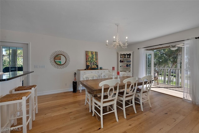 dining room featuring light hardwood / wood-style floors and a notable chandelier