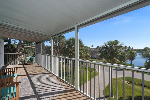 balcony with a water view