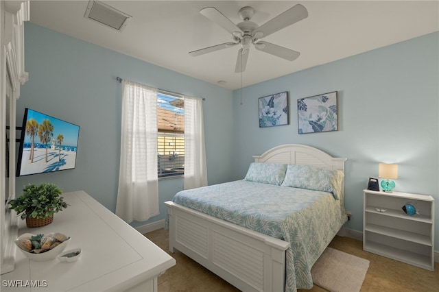 bedroom featuring ceiling fan