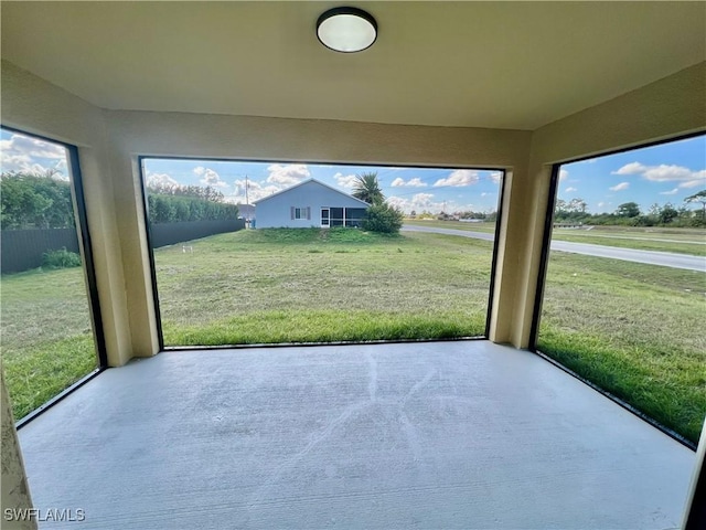 view of unfurnished sunroom