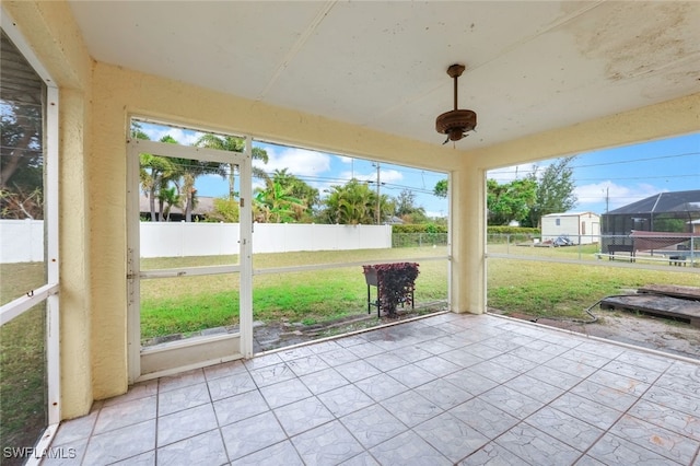 view of unfurnished sunroom