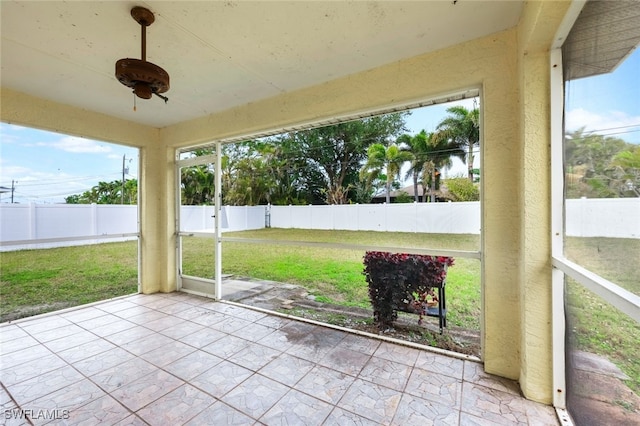 view of unfurnished sunroom