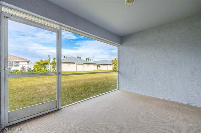 view of unfurnished sunroom