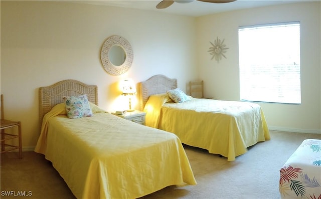 bedroom with carpet floors and ceiling fan