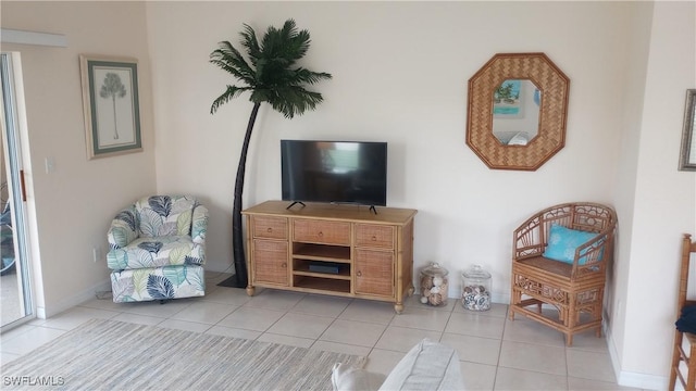 sitting room featuring light tile patterned floors