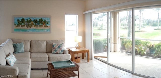 interior space featuring light tile patterned floors