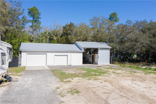 view of detached garage