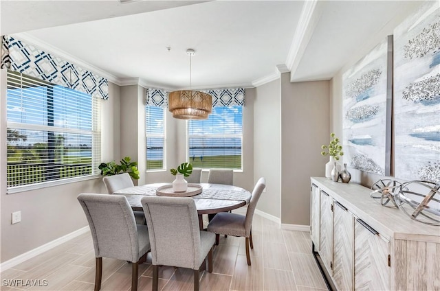 dining room with ornamental molding