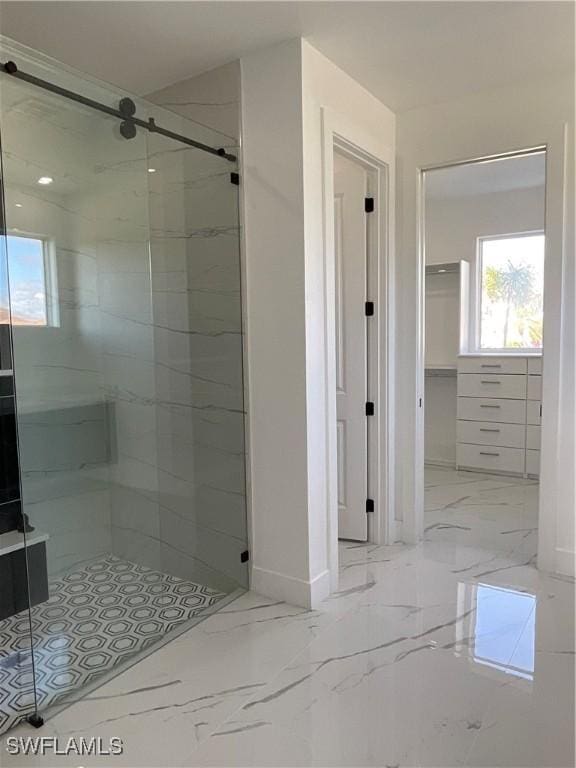 bathroom featuring walk in shower