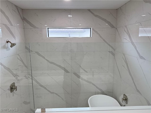 bathroom with plus walk in shower