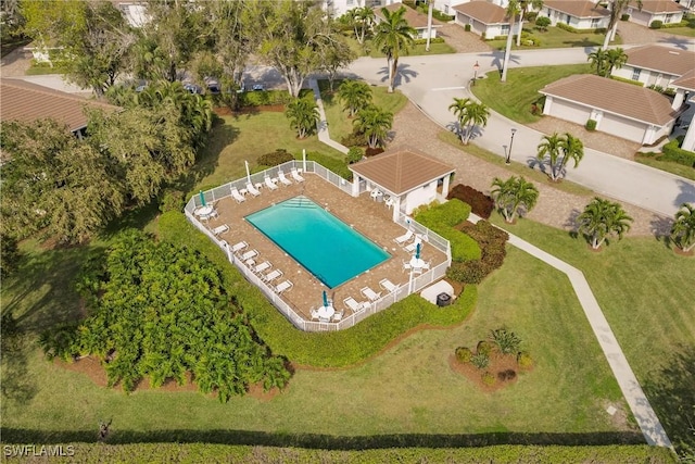 aerial view with a residential view