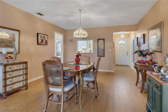 dining room with light hardwood / wood-style floors