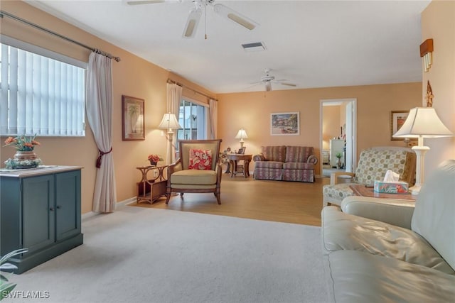 living room featuring a wealth of natural light