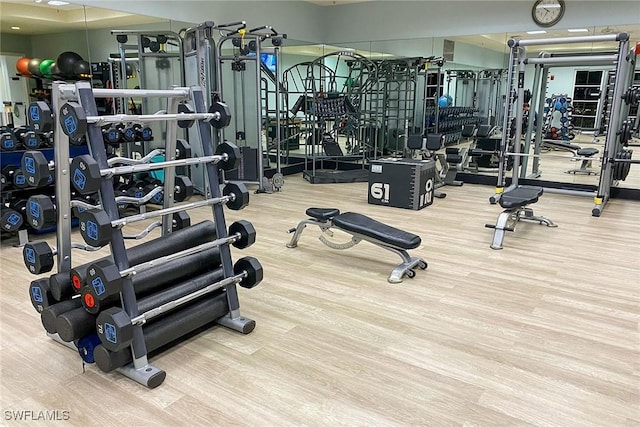 400 L Ambiance Cir Unit 204, Naples, FL 34108 - workout area featuring wood finished floors