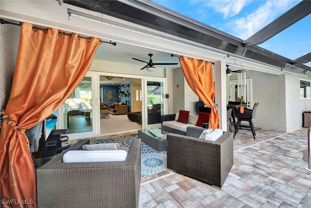 view of patio / terrace with outdoor lounge area and ceiling fan