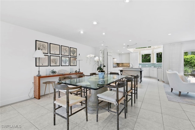 view of tiled dining space