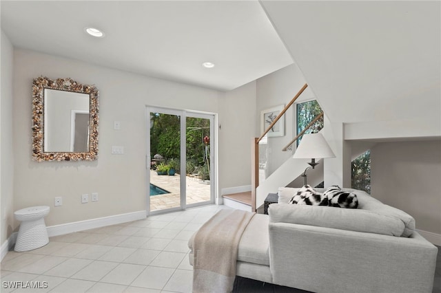 view of tiled living room