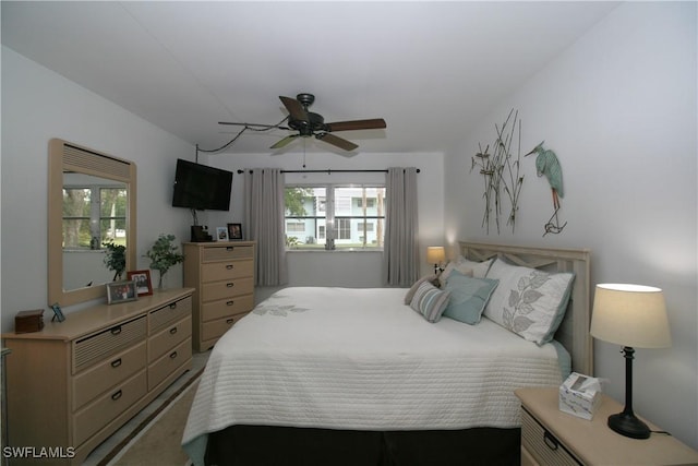 bedroom featuring ceiling fan