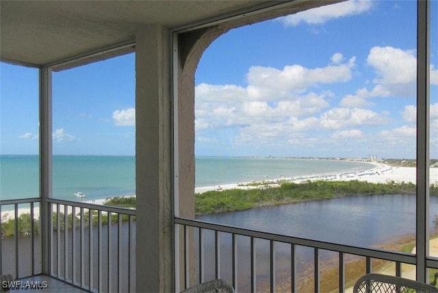 property view of water with a beach view