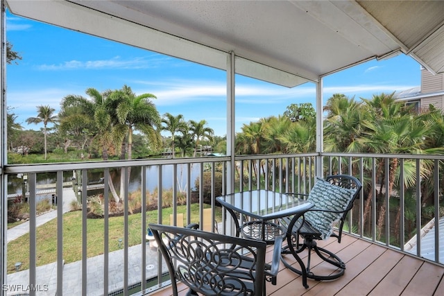 balcony with a water view