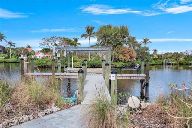 dock area featuring a water view