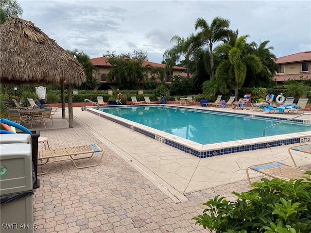 view of pool with a gazebo and a patio area