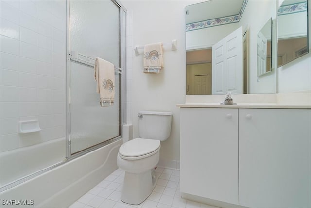 8461 Southbridge Dr Unit 4, Estero, FL 33967 - full bathroom featuring toilet, vanity, enclosed tub / shower combo, and tile patterned flooring