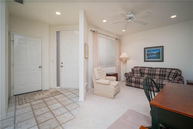 8461 Southbridge Dr Unit 4, Estero, FL 33967 - living room featuring recessed lighting and a ceiling fan