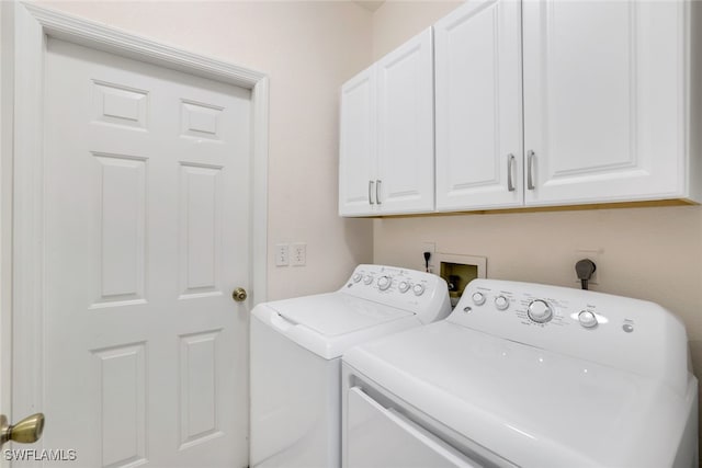 laundry room with cabinets and washer and clothes dryer